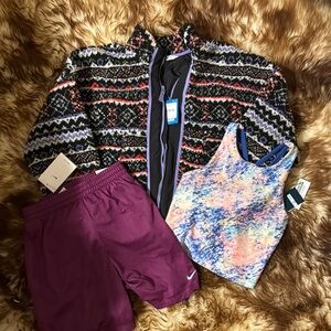 Nike Purple Shorts and Patterned Jacket Set